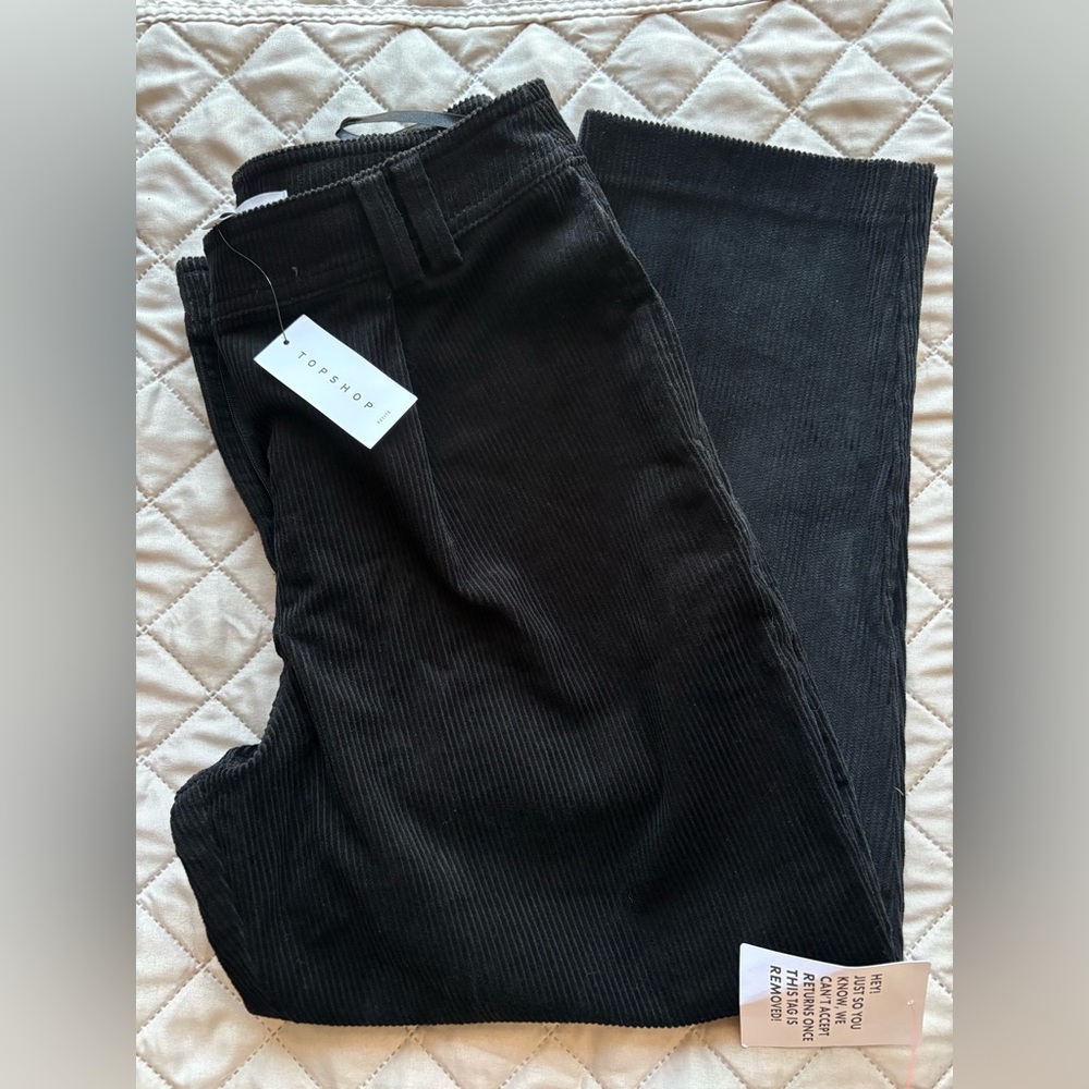 Topshop Pleated Cotton Corduroy Trousers (Petite)